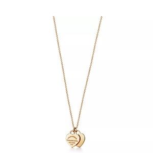 Tiff & Co. Yellow Gold Double Heart Necklace